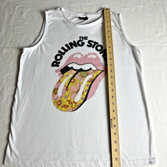 The Rolling Stones Tank Top Women's White Crewneck Short Sleeve Graphic Cotton - Picture 5 of 7